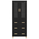 vidaXL Magasfiú Fekete tölgy 69,5 x 34 x 180 cm Műanyag Fa és Üveg