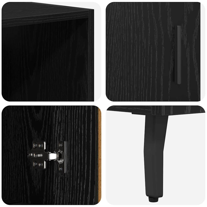 vidaXL Magasfiú Fekete tölgy 69,5 x 34 x 180 cm Műanyag Fa és Üveg