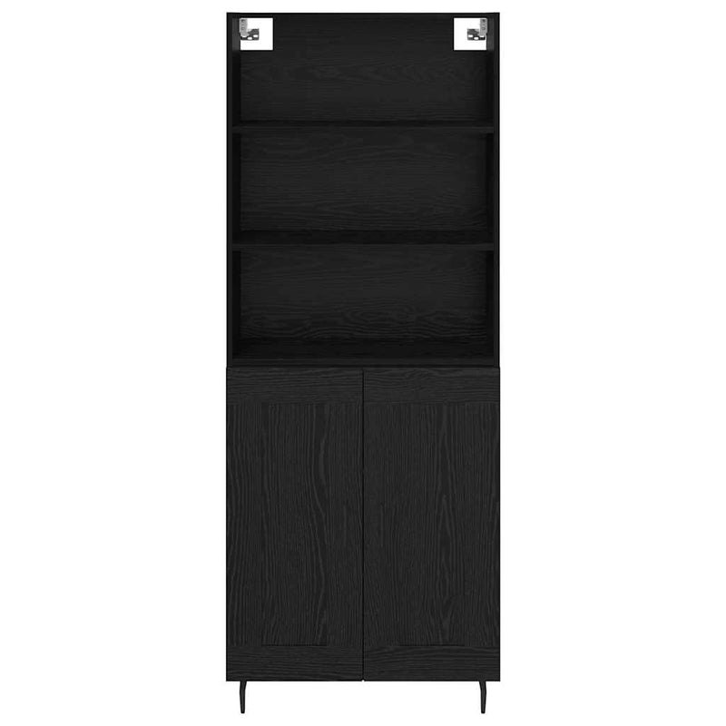 vidaXL Magasfiú Fekete tölgy 69,5 x 34 x 180 cm Műanyag Fa és Üveg