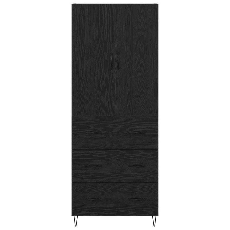 vidaXL Magasfiú fiókkal 2 pcs Fekete tölgy Műanyag Fa és Üveg