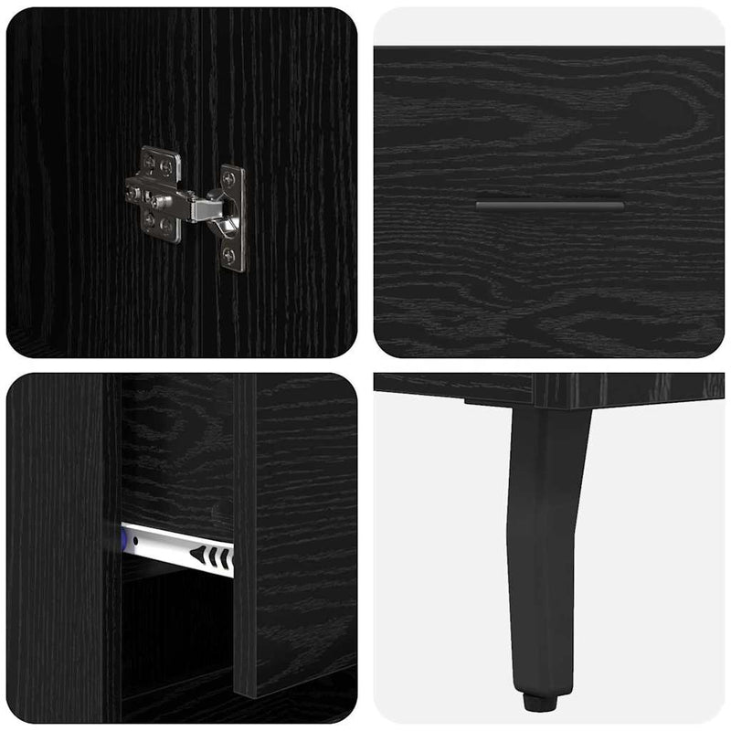 vidaXL Magasfiú fiókkal Fekete tölgy 34,5 x 34 x 180 cm Faanyag