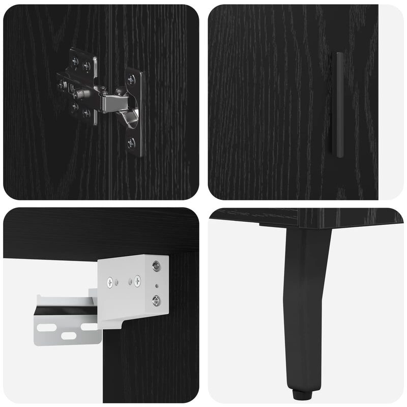 vidaXL Magasfiú 2 pcs Fekete tölgy Műanyag Fa és Üveg