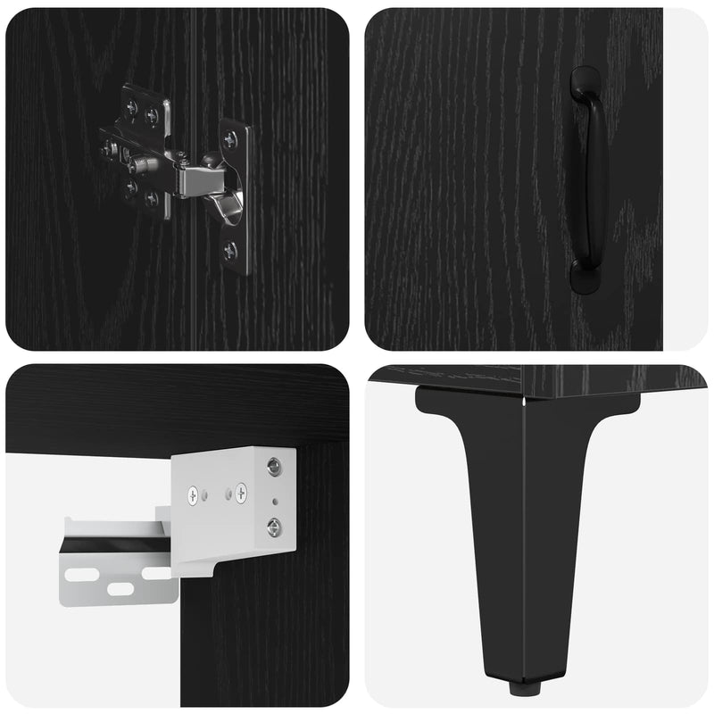 vidaXL Magasfiú Fekete tölgy 69,5 x 34 x 180 cm Faanyag