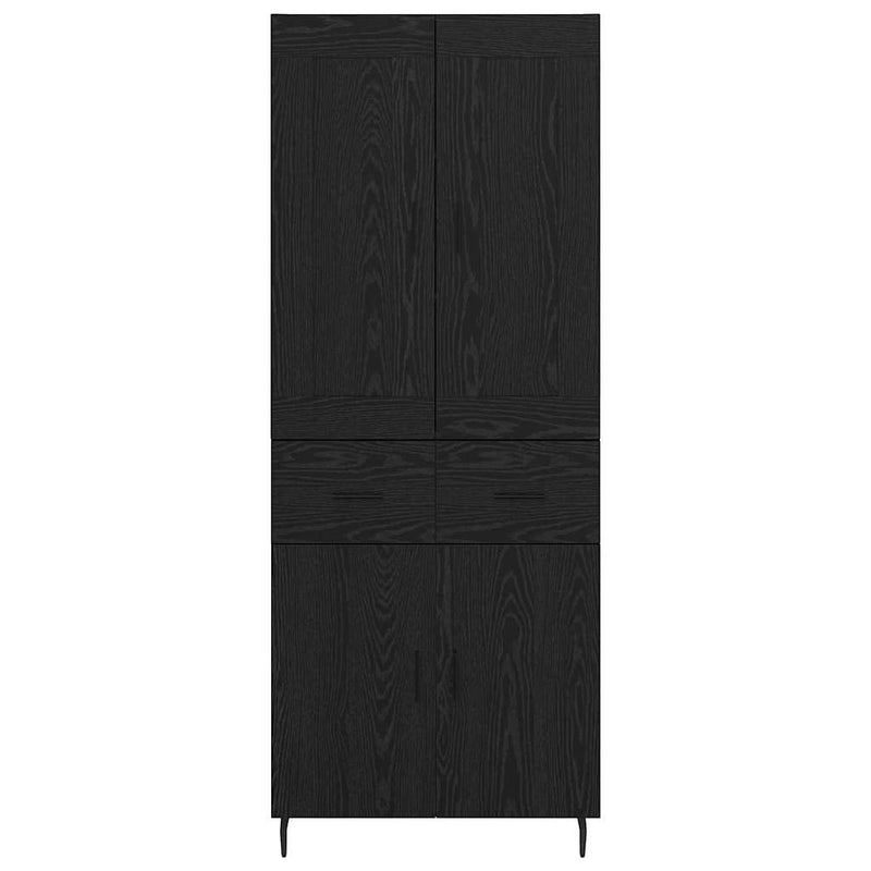 vidaXL Magasfiú fiókkal 2 pcs Fekete tölgy Műanyag Fa és Üveg