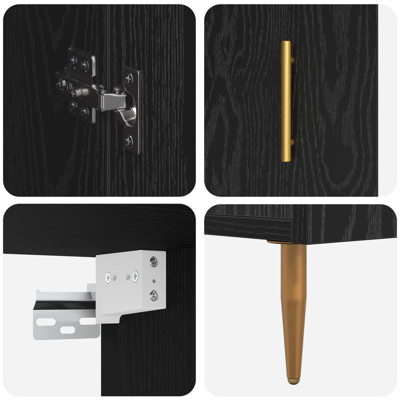 vidaXL Magasfiú Fekete tölgy 69,5 x 34 x 180 cm Faanyag