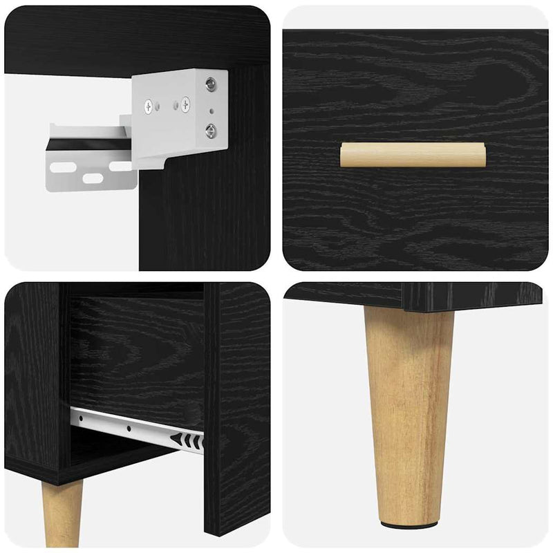 vidaXL Magasfiú fiókkal Fekete tölgy 69,5 x 34 x 180 cm Faanyag