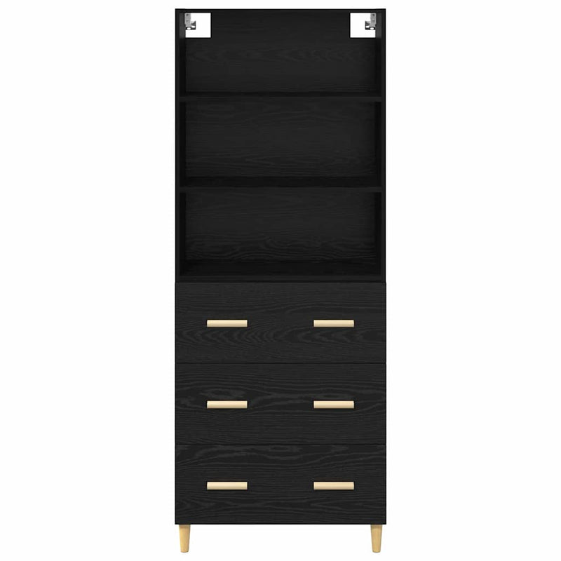 vidaXL Magasfiú fiókkal Fekete tölgy 69,5 x 34 x 180 cm Faanyag