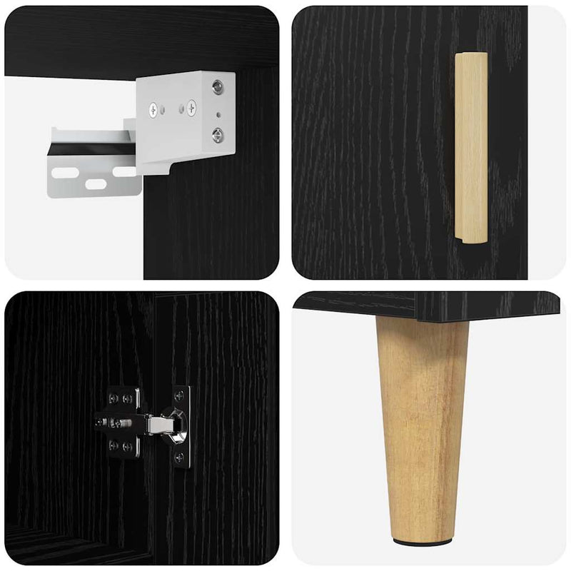 vidaXL Magasfiú Fekete tölgy 69,5 x 34 x 180 cm Faanyag