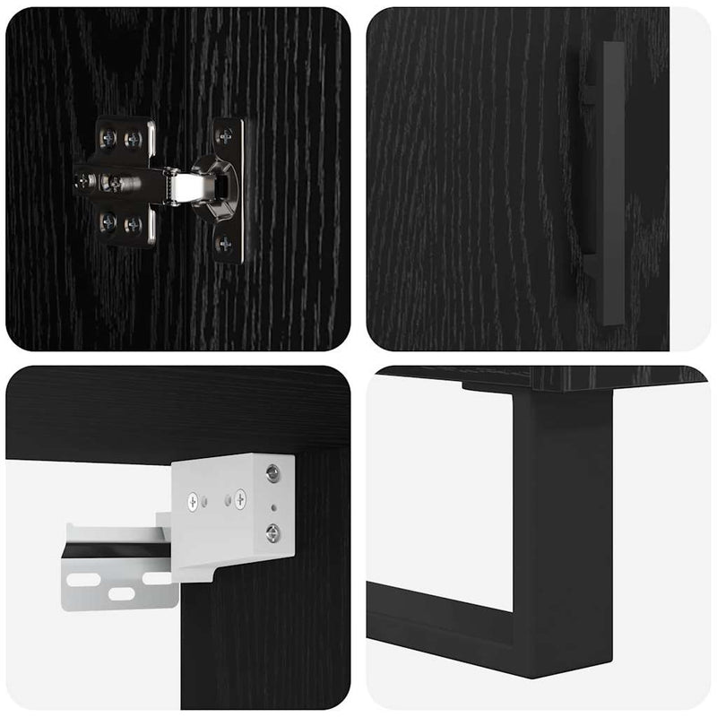 vidaXL Magasfiú 2 pcs Fekete tölgy Műanyag Fa és Üveg