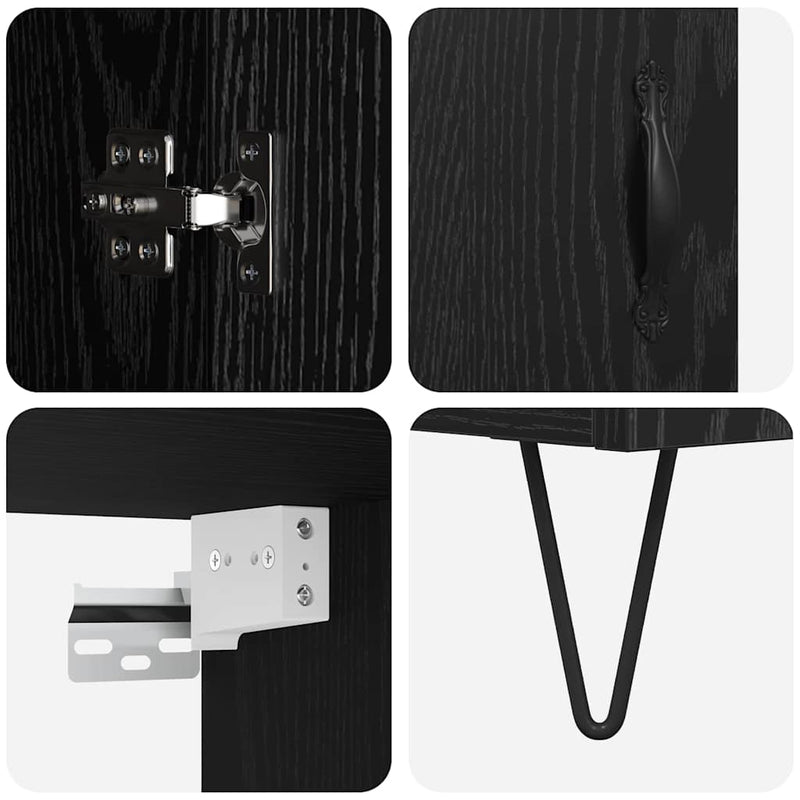 vidaXL Magasfiú fiókkal Fekete tölgy 69,5 x 32,5 x 180 cm Faanyag