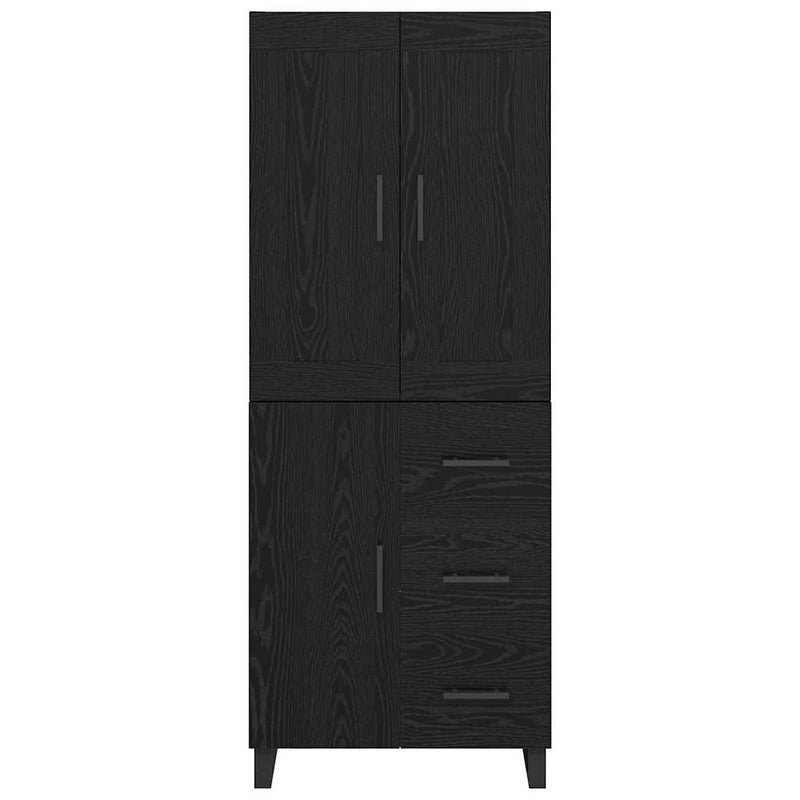 vidaXL Magasfiú fiókkal 2 pcs Fekete tölgy Műanyag Fa és Üveg