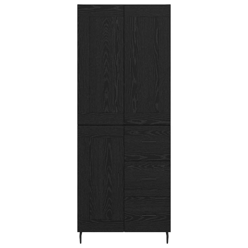 vidaXL Magasfiú fiókkal 2 pcs Fekete tölgy Műanyag Fa és Üveg