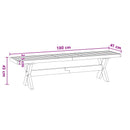 vidaXL Étkező pad NOAIN 180 x 41 x 45 cm Tömör fenyő Fekete