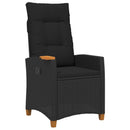 vidaXL Dönthető szék tea tállal Fekete 62 x 64 x 112 cm polirattan