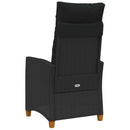 vidaXL Dönthető szék tea tállal Fekete 62 x 64 x 112 cm polirattan