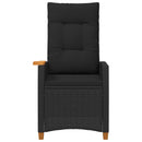 vidaXL Dönthető szék tea tállal Fekete 62 x 64 x 112 cm polirattan