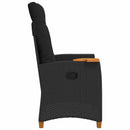 vidaXL Dönthető szék tea tállal Fekete 62 x 64 x 112 cm polirattan