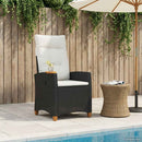 vidaXL Dönthető szék tea tállal párnával 62 x 64 x 112 cm polirattan