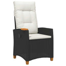 vidaXL Dönthető szék tea tállal párnával 62 x 64 x 112 cm polirattan