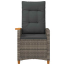 vidaXL Dönthető szék tea tállal párnával 62 x 64 x 112 cm polirattan