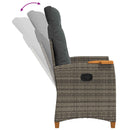 vidaXL Dönthető szék tea tállal párnával 62 x 64 x 112 cm polirattan