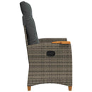 vidaXL Dönthető szék tea tállal párnával 62 x 64 x 112 cm polirattan