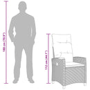vidaXL Dönthető szék tea tállal párnával 62 x 64 x 112 cm polirattan
