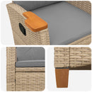 vidaXL Dönthető szék tea tállal párnával 62 x 64 x 112 cm polirattan
