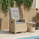 vidaXL Dönthető szék tea tállal párnával 62 x 64 x 112 cm polirattan