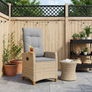 vidaXL Dönthető szék tea tállal párnával 62 x 64 x 112 cm polirattan