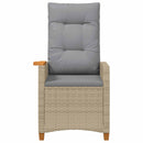 vidaXL Dönthető szék tea tállal párnával 62 x 64 x 112 cm polirattan