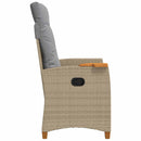 vidaXL Dönthető szék tea tállal párnával 62 x 64 x 112 cm polirattan