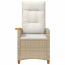 vidaXL Dönthető szék tea tállal párnával 62 x 64 x 112 cm polirattan