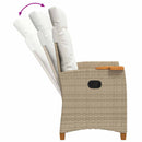 vidaXL Dönthető szék tea tállal párnával 62 x 64 x 112 cm polirattan