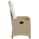 vidaXL Dönthető szék tea tállal párnával 62 x 64 x 112 cm polirattan