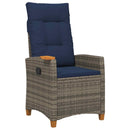 vidaXL Dönthető szék tea tállal párnával 62 x 64 x 112 cm polirattan