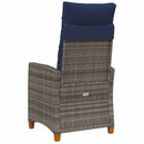 vidaXL Dönthető szék tea tállal párnával 62 x 64 x 112 cm polirattan