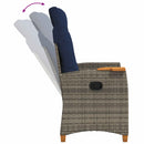 vidaXL Dönthető szék tea tállal párnával 62 x 64 x 112 cm polirattan