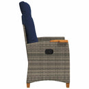 vidaXL Dönthető szék tea tállal párnával 62 x 64 x 112 cm polirattan