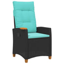 vidaXL Dönthető szék tea tállal párnával 62 x 64 x 112 cm polirattan