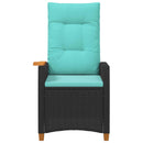 vidaXL Dönthető szék tea tállal párnával 62 x 64 x 112 cm polirattan