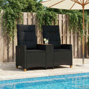 vidaXL Dönthető pad asztallal Fekete 126 x 65 x 112 cm polirattan