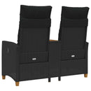 vidaXL Dönthető pad asztallal Fekete 126 x 65 x 112 cm polirattan