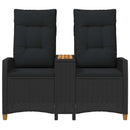 vidaXL Dönthető pad asztallal Fekete 126 x 65 x 112 cm polirattan