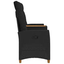 vidaXL Dönthető pad asztallal Fekete 126 x 65 x 112 cm polirattan