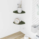 vidaXL Lebegő polc polcokkal tárolóval 2 pcs Olajzöld 15 x 15 x 2 cm