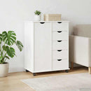 vidaXL Görgős szekrény kerékkel Fehér 63,5 x 39 x 79 cm Tömör fenyőfa