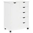 vidaXL Görgős szekrény kerékkel Fehér 63,5 x 39 x 79 cm Tömör fenyőfa