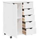 vidaXL Görgős szekrény kerékkel Fehér 63,5 x 39 x 79 cm Tömör fenyőfa