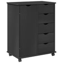 vidaXL Görgős szekrény kerékkel Szürke 63,5 x 39 x 79 cm Tömör fenyőfa